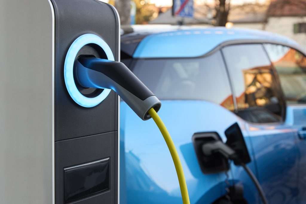 A plug-in electric vehicle charging station in Germany