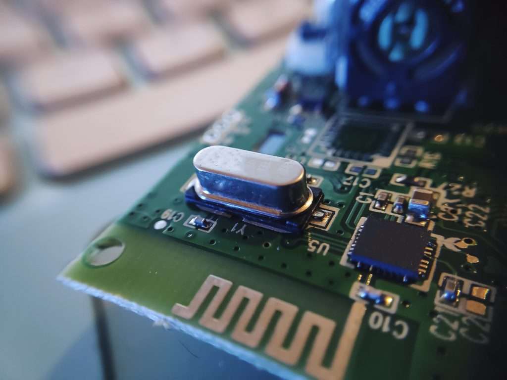 Crystal oscillator and other part components inside joystick of a console game